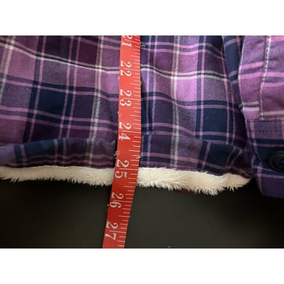 LL Bean Minky Fleece Flannel Shirt Women’s Medium Plaid Shacket Gorpcore Cozy - Picture 6 of 6
